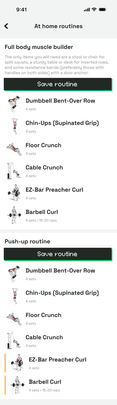 Les routines à la maison de RPG Fitness
