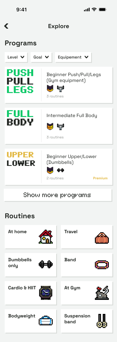 Les programmes prêts à l'emploi de RPG Fitness