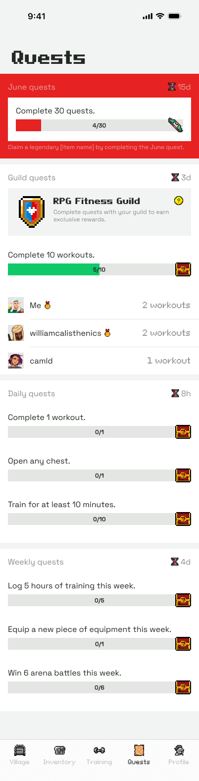 La quête quotidienne de RPG Fitness
