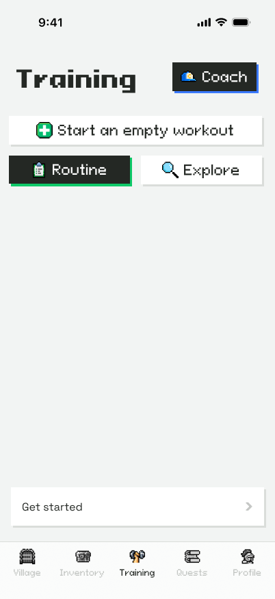 Carnet de séance RPG Fitness avec séries, répétitions et charges